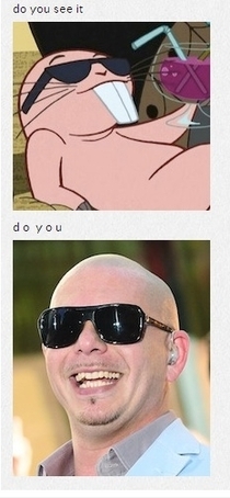 Pit bull looks like the naked mole rat off of Kim possible