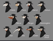 Plague Doctor masks based on different birds