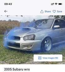 Posted Subaru for sale with the cover photo of it blowing up