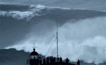 Potential worlds largest wave ever surfed last week in Portugal Estimated around  ft tall