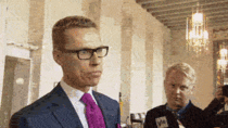 Prime minister of Finland Alexander Stubb realizes he is on direct broadcast