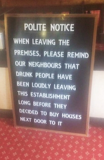 Pubs Hilarious Sign For Its Neighbours