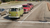 Pug driving a VW bus in google streetview I barely had enough time to hoist him up there