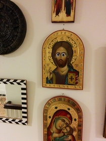 Put googly eyes on my Orthodox wifes Jesus icon Wonder how long itll take her to notice