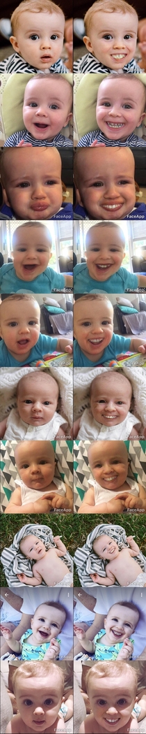Put the FaceApp smile filter onto pictures of my kid who has no teeth Creepy AF
