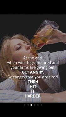 Putting motivational exercise quotes on pictures of people drinking