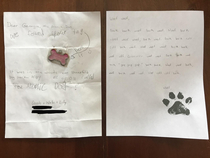 Received an interesting letter in the mail Georgia must have been a previous tenants dog so I responded in the only way I could