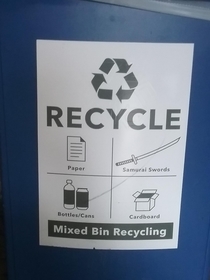 Remember to recycle your samurai swords