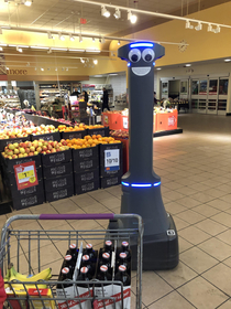 Robots in my local supermarket are following me and saying Hurry up and Buy This is awkward Lol