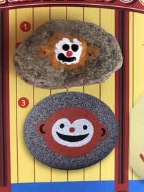 Rock painting kit - bottom is the book image top is the effort of a full-fledged-adult