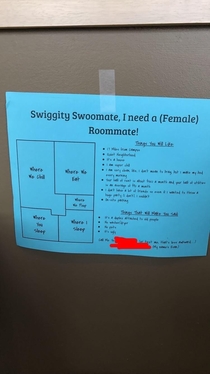 Roommate wanted ad found on campus is oddly truthful and endearing