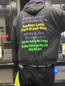 Saw this guy and his jacket during my late-night transit lol