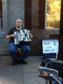 Saw this guy in downtown Boston He had me at haircut