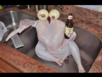 Saw this on Facebook Let the bird chill in the sink for a few hours