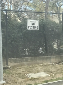 Saw this on my way home from work yesterday Decided to be a rebel and post it anyways Sorry Fence