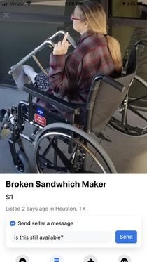 Saw this today on my local Facebook Marketplace Description said Broken sandwhich maker Also makes a whining sound when left alone to long