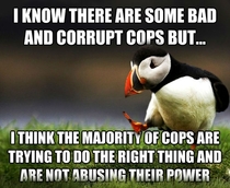 Seems to be very unpopular here on reddit who think there are only abusive cops