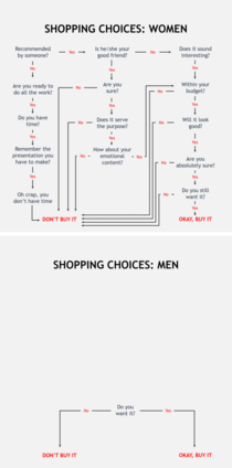 Shopping flowchart men vs woman