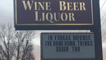 Sign at a local liquor store