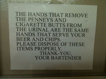 Sign found in a bathroom at a pub