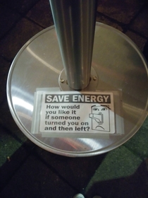 Sign on an outdoor heater at my local bar