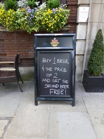 Sign outside of a London pub