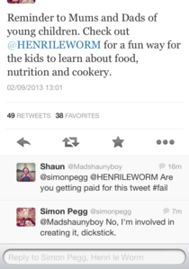 Simon Pegg on twitter