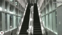 Sliding down an escalator