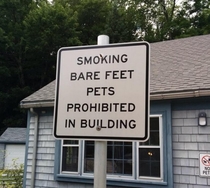 Smoking Bare Feet Pets Prohibited In Building