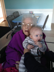 So grandma was thrilled to meet her first great-grandson