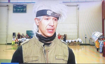 So heres a picture of my mayor dressed up as Kakashi for Halloween
