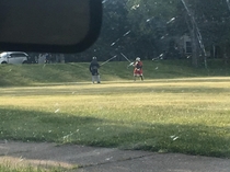 So I get home from work and these guys are doing this in the park across the street Life is Awesome