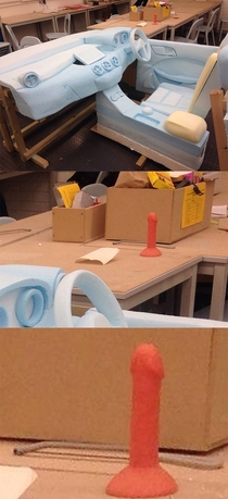 So I was just taking some photos of our mock-up car interior in Modelmaking course when I noticed something