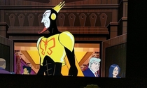 So i was watching season  of venture brothers and a seen came up where there was a Gathering of villains and i noticed something in the background