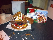 So my friends dad tried to make a gingerbread house