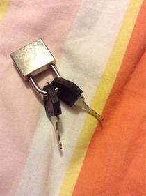 So my girlfriend didnt want to lose the keys to her lock