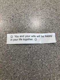 So my mom got this fortune cookie