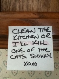 So my mom left town this is my dads way of telling us to clean the kitchen