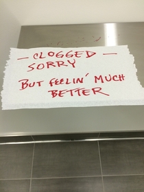 Someone left a note in the bathroom at work