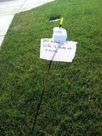 Someone shot an arrows in my yard today I left a note incase they return for it