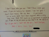 Someone stole the classroom hole puncher This was the teachers response
