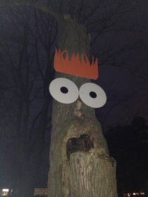 Someone thought it would be hilarious to modify a tree in a graveyard in my hometown They were correct