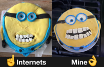 Son wanted Reddit minion cack for his birthday Tonight we stayed up until AM trying to deliver
