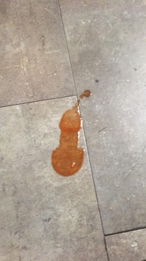 Spilled hot sauce at work
