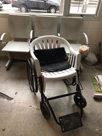 Sprained ankle couldnt walk into the hospital so my wife asked them for a chair The LOL that this produced actually Made me forget about My ankle for a second Buenos Aires Argentina