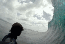 Surfing a perfect barrel