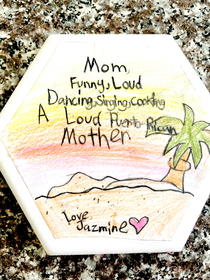 Teacher told my daughter to make a Mothers Day coaster