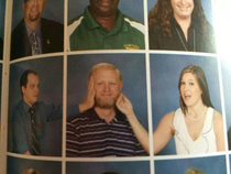 Teachers being creative with their school yearbook photos