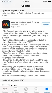 The app developers at WeatherUnderground dont take themselves too seriously Appreciated