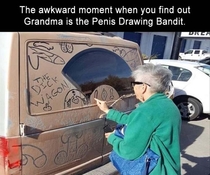 The awkward moment you find out granny is the penis drawing bandit